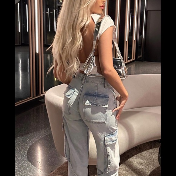 Zara MID -RISE TRF CARGO JEANS - Picture 15 of 16